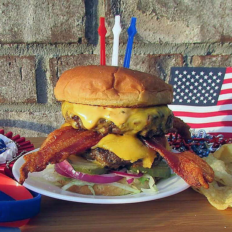 All-American Double Decker Cheddar Bacon Steakburger