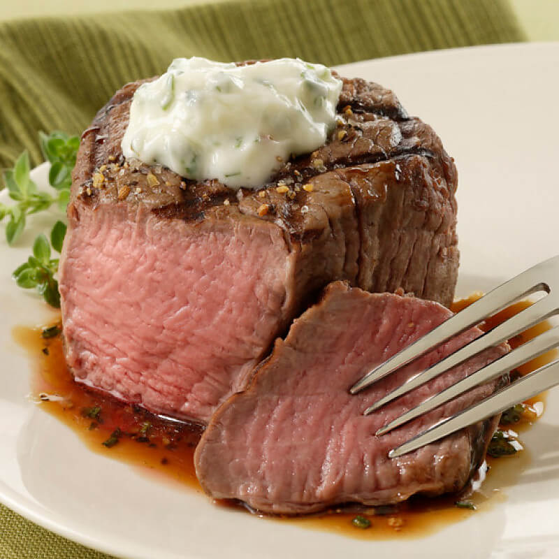 Grilled Filet Mignon with Blue Cheese Flan