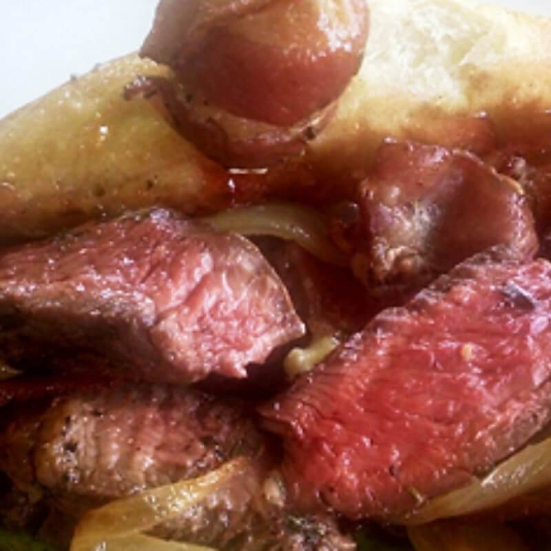 Pecan Encrusted Ribeye Sandwich with Gorgonzola Butter and Pinot Pepper-Balsamic Jam