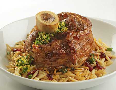 Wine-Braised Veal Shank with Caramelized Onions & Roasted Tomatoes